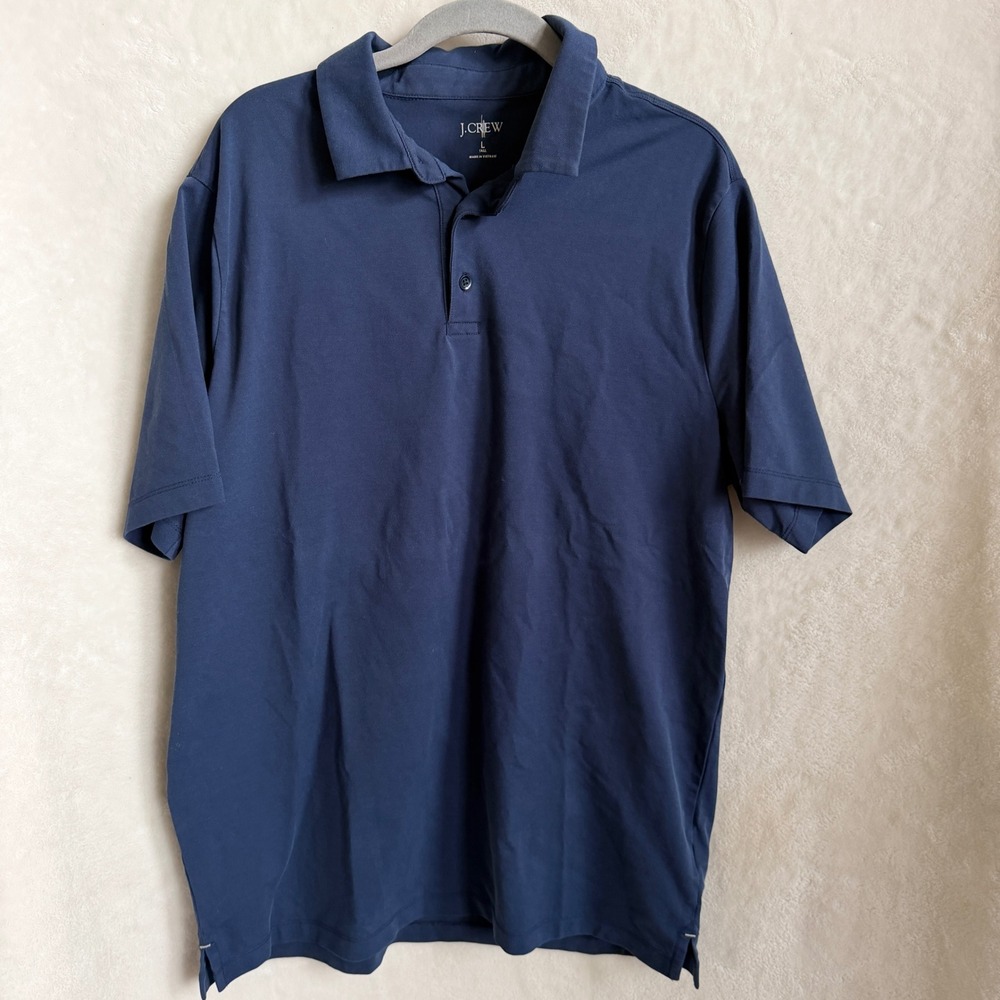 J.Crew Mens Navy Blue Performance Polo Short Sleeve Golf Shirt Size Large Tall
